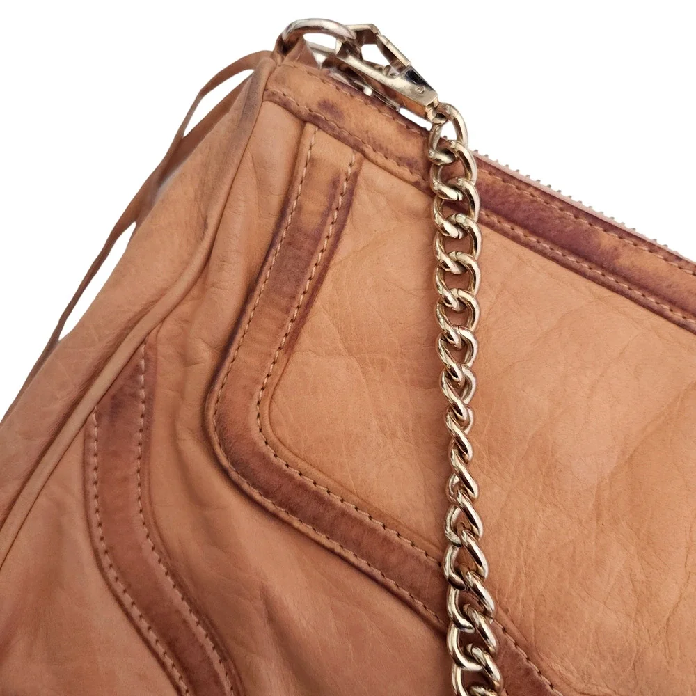 REBECCA MINKOFF MAC Bombe leather crossbody chain shoulder bag tan classic purse